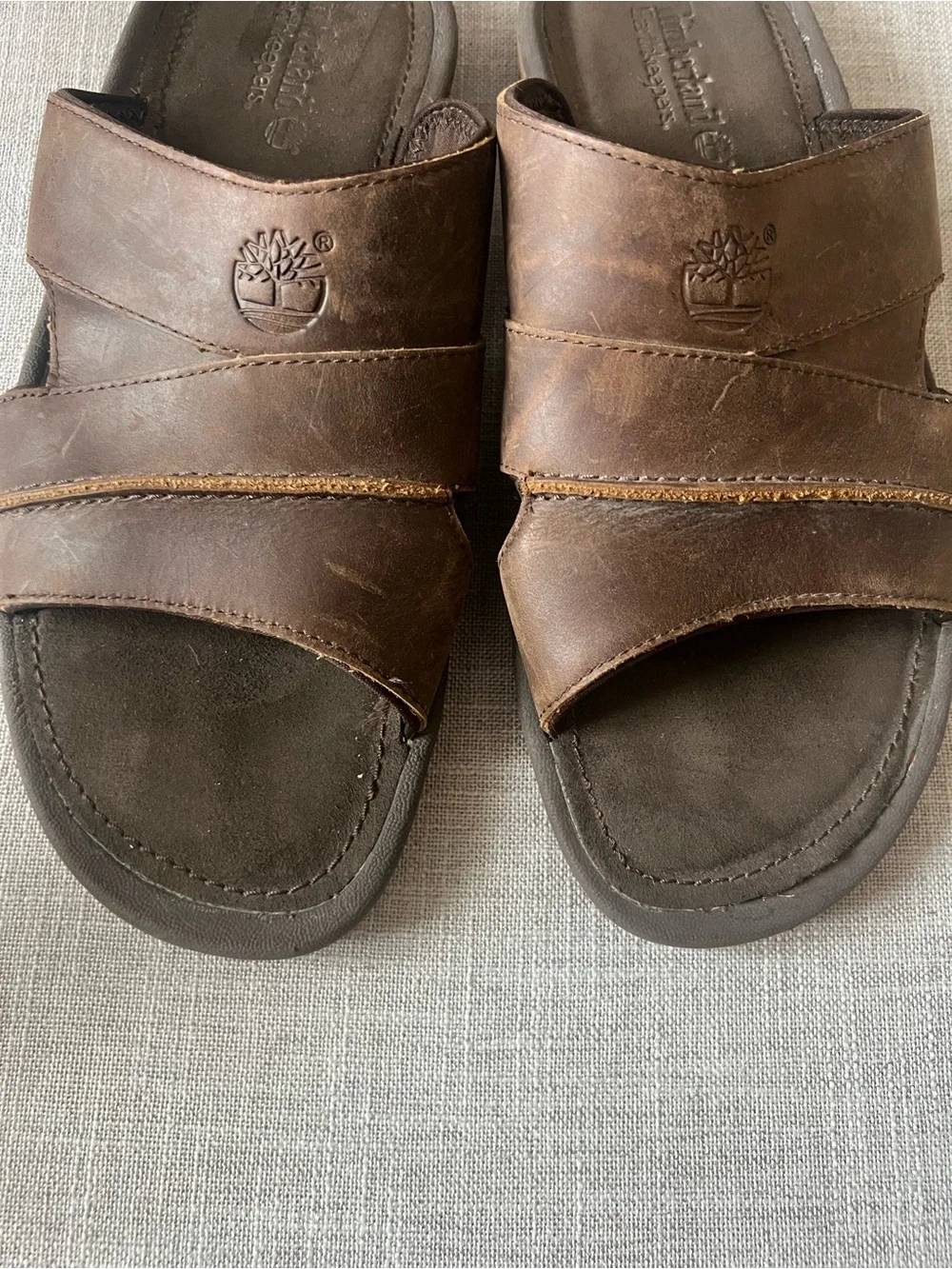 Timberland Earthsteppers Brown Slide Sandals, men’s 11, casual summer logo